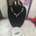 18k Gold Necklace with Green Gemstones
