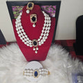 White Multi-strand Pearl Necklace Set