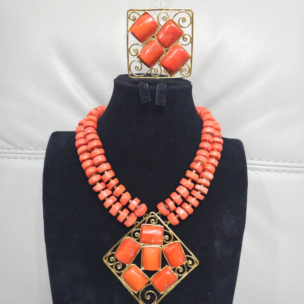 Handcrafted Coral Necklace Set