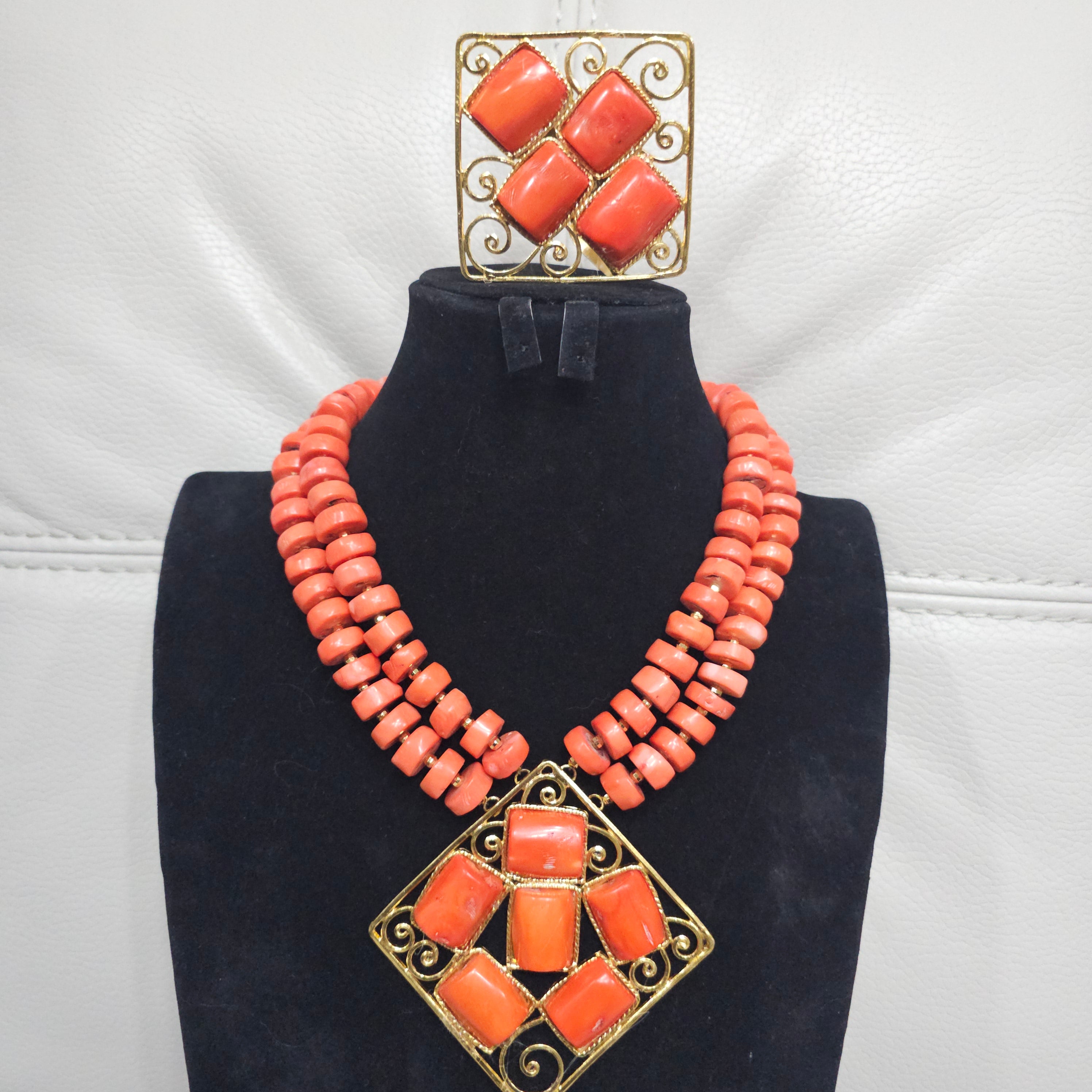Handcrafted Coral Necklace Set