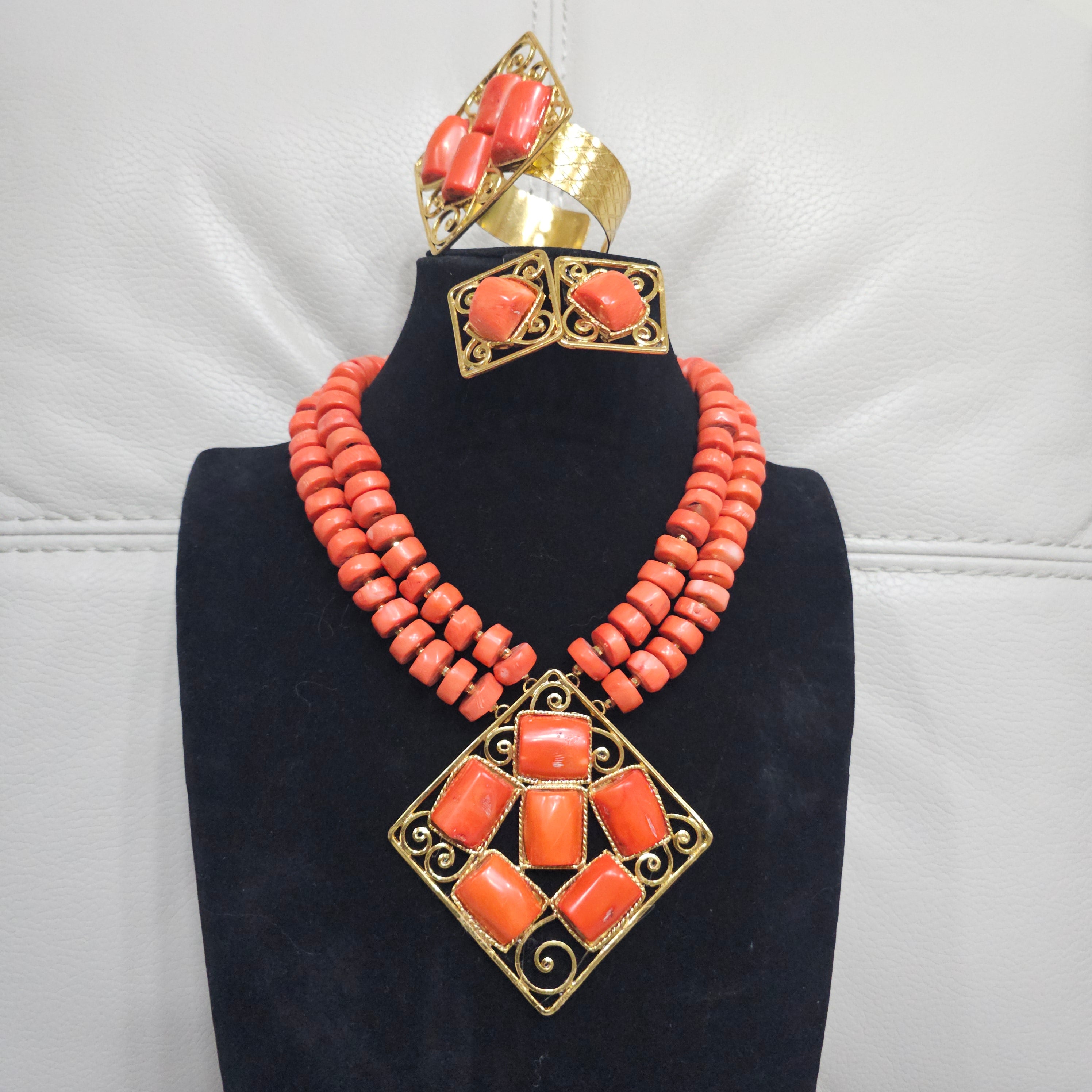 Handcrafted Coral Necklace Set