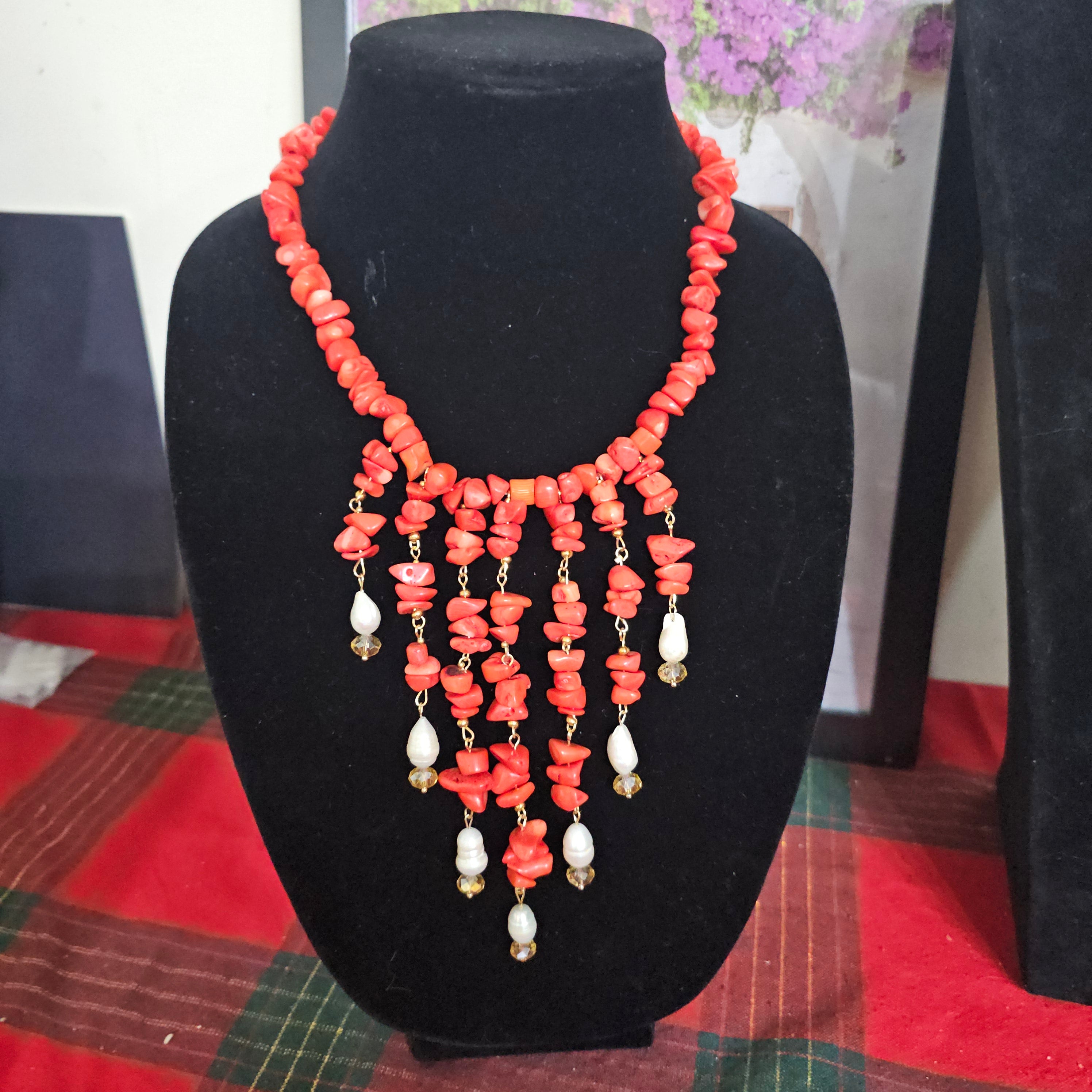 Handcrafted Coral Gemstone Necklace