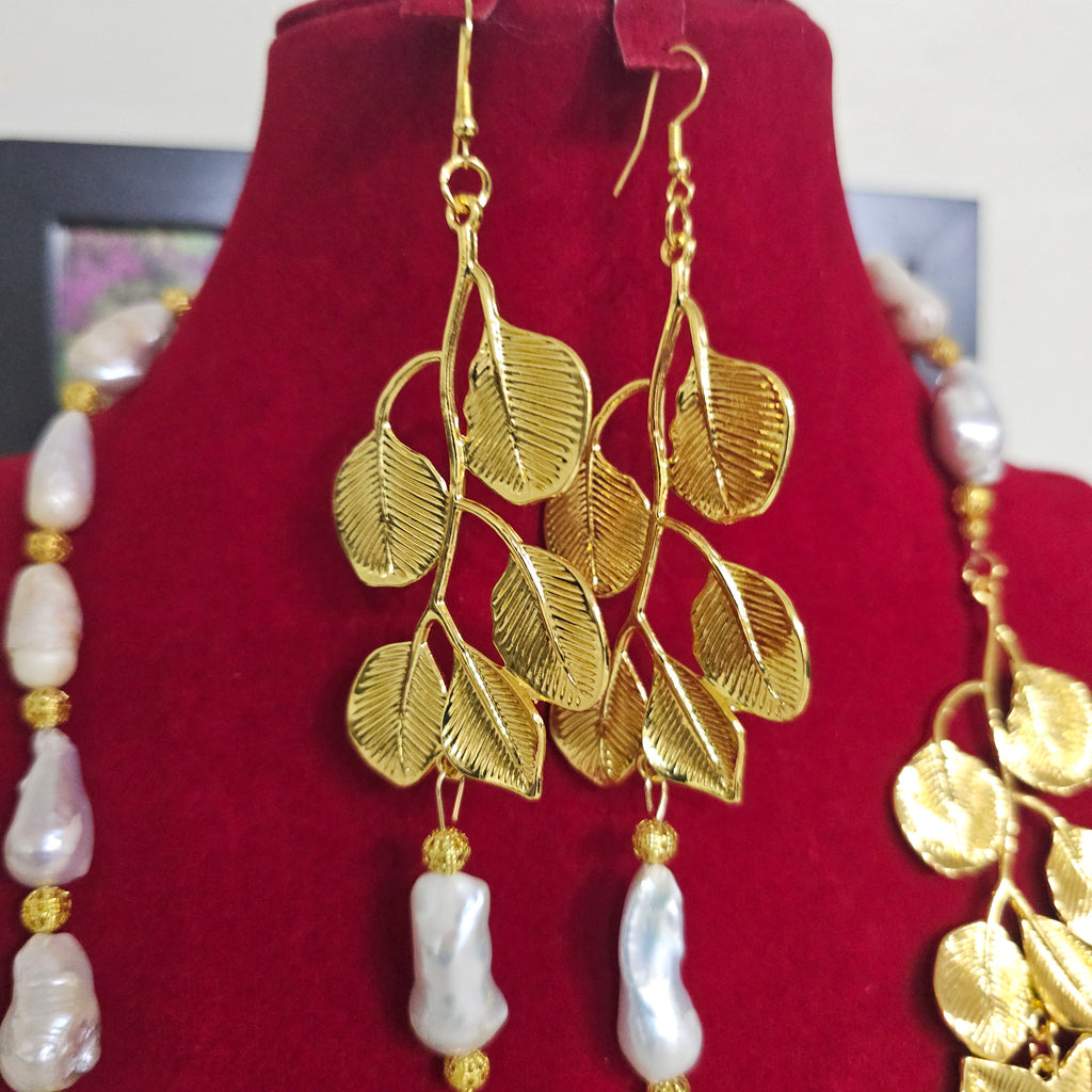 Baroque Pearls with Gold Plated Piece Set