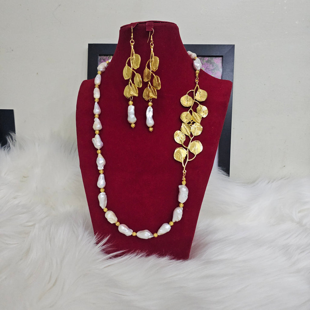 Baroque Pearls with Gold Plated Piece Set