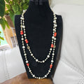 Pearl and Coral Gemstone Necklace