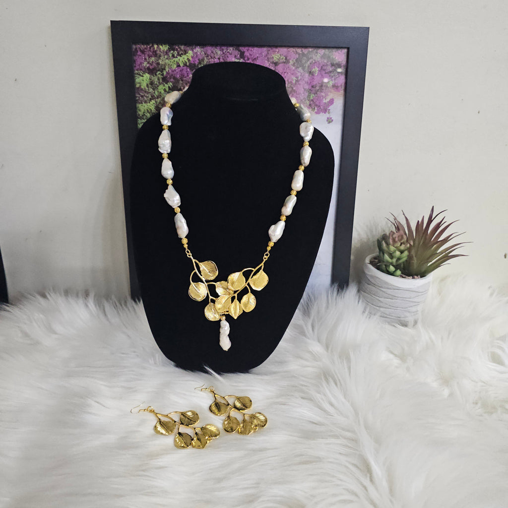 Baroque Pearls with Gold Plated Piece Set