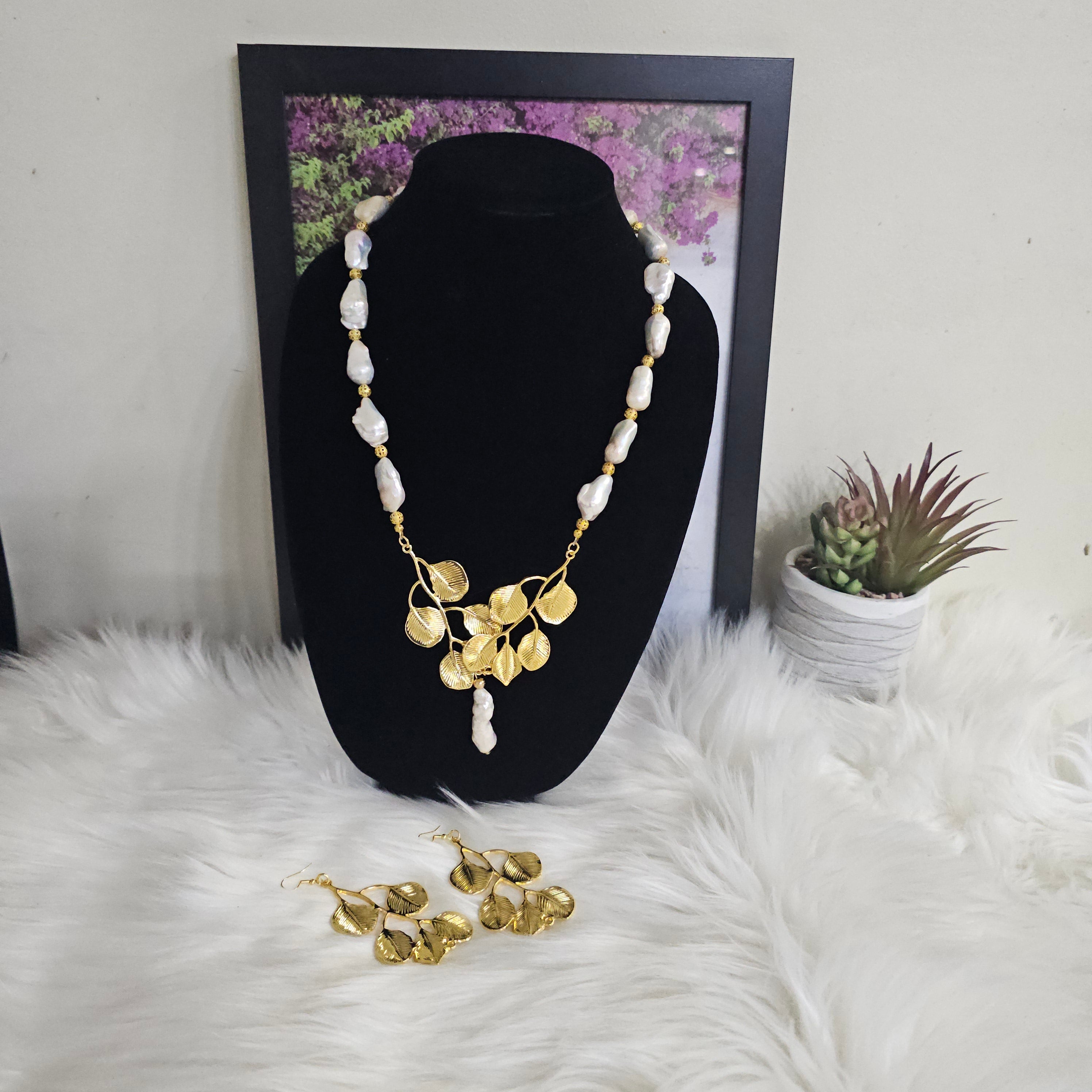 Baroque Pearls with Gold Plated Piece Set